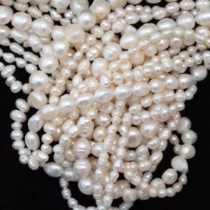 Freshwater Pearls: White Mix, 10 strands 15 - 16 inches